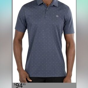 Travis Matthew Navy Polo Golf Shirt with Micro Arrow Pattern Size Large